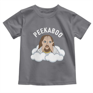 Peekaboo Jesus Funny Christian Toddler T Shirt Faith Humor Savior in Clouds Religious Meme TS02 Charcoal Print Your Wear