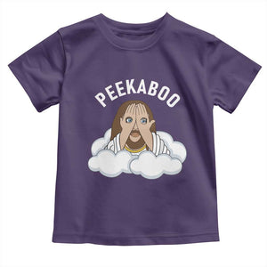 Peekaboo Jesus Funny Christian Toddler T Shirt Faith Humor Savior in Clouds Religious Meme TS02 Purple Print Your Wear