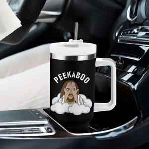 Peekaboo Jesus Funny Christian Tumbler With Handle Faith Humor Savior in Clouds Religious Meme TS02 Print Your Wear