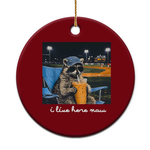 Funny Raccoon Baseball Game Day Meme Ceramic Ornament I Live Here Now Trash Panda Iced Coffee Night TS02 1pc Red Print Your Wear