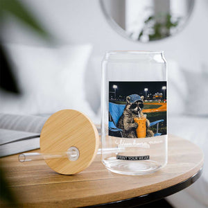 Funny Raccoon Baseball Game Day Meme Glass Can I Live Here Now Trash Panda Iced Coffee Night TS02 Print Your Wear