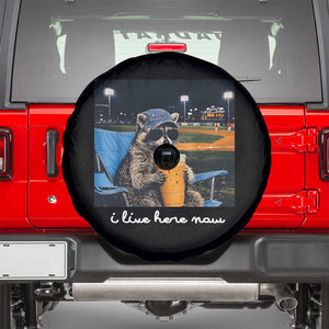 Funny Raccoon Baseball Game Day Meme Spare Tire Cover I Live Here Now Trash Panda Iced Coffee Night TS02 Black Print Your Wear