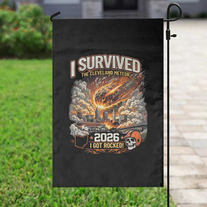 I Survived The Cleveland Meteor 2026 Garden Flag Funny Ohio Apocalypse Meme Vintage Football Fan Humor TS02 Print Your Wear