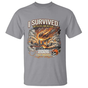 I Survived The Cleveland Meteor 2026 T Shirt Funny Ohio Apocalypse Meme Vintage Football Fan Humor TS02 Sport Gray Print Your Wear