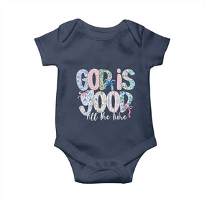 God Is Good All The Time Coquette Christian Faith Baby Onesie Floral Patchwork Aesthetic Bow Cute Religious Gift TS02 Navy Print Your Wear