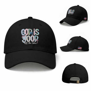 God Is Good All The Time Coquette Christian Faith Baseball Cap Floral Patchwork Aesthetic Bow Cute Religious Gift TS02 Baseball Cap Universal Fit Black Print Your Wear