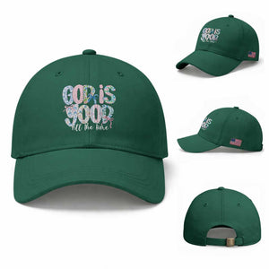 God Is Good All The Time Coquette Christian Faith Baseball Cap Floral Patchwork Aesthetic Bow Cute Religious Gift TS02 Baseball Cap Universal Fit Irish Green Print Your Wear