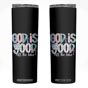 God Is Good All The Time Coquette Christian Faith Skinny Tumbler Floral Patchwork Aesthetic Bow Cute Religious Gift TS02 Black Print Your Wear