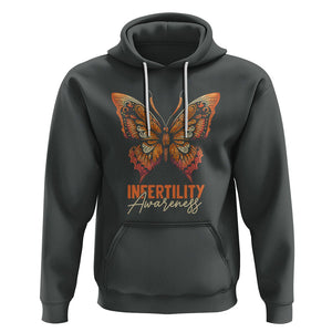 Infertility Awareness Hoodie IVF Orange Week Support Squad Butterfly TS02 Dark Heather Printyourwear