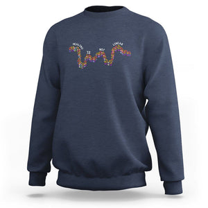 Mental Health Matters Sweatshirt Healing Is Not Linear Mental Health Awareness Flowers Linear TS02 Navy Printyourwear