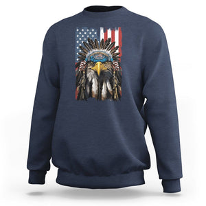Native American Eagle Sweatshirt Patriotic US Flag 4th of July TS02 Navy Print Your Wear