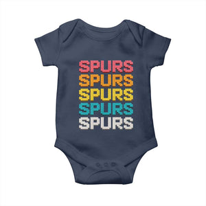 Retro Stacked Block Spurs Name Colorful Toy Brick Baby Onesie for Sports Fan