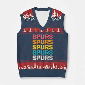 Retro Stacked Block Spurs Name Colorful Toy Brick V-Neck Knit Sweater Vest for Sports Fan TS02 Navy Red Print Your Wear