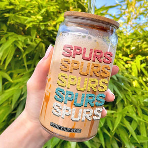 Retro Stacked Block Spurs Name Colorful Toy Brick Glass Can for Sports Fan TS02 Black Print Your Wear