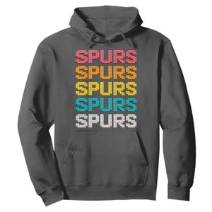 Retro Stacked Block Spurs Name Colorful Toy Brick Hoodie for Sports Fan TS02 Dark Heather Print Your Wear