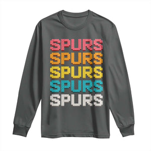 Retro Stacked Block Spurs Name Colorful Toy Brick Long Sleeve Shirt for Sports Fan TS02 Dark Heather Print Your Wear