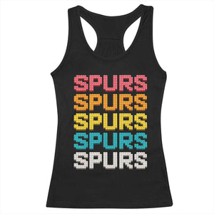 Retro Stacked Block Spurs Name Colorful Toy Brick Racerback Tank Top for Sports Fan TS02 Black Print Your Wear