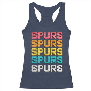Retro Stacked Block Spurs Name Colorful Toy Brick Racerback Tank Top for Sports Fan TS02 Navy Print Your Wear