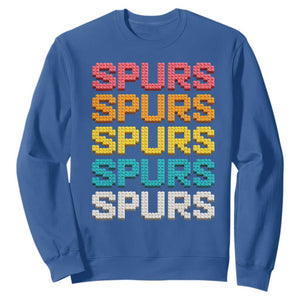 Retro Stacked Block Spurs Name Colorful Toy Brick Sweatshirt for Sports Fan TS02 Royal Blue Print Your Wear