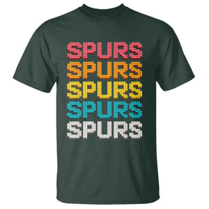 Retro Stacked Block Spurs Name Colorful Toy Brick T Shirt for Sports Fan TS02 Dark Forest Green Print Your Wear