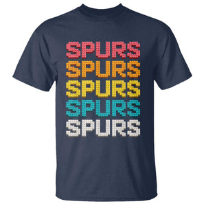 Retro Stacked Block Spurs Name Colorful Toy Brick T Shirt for Sports Fan TS02 Navy Print Your Wear