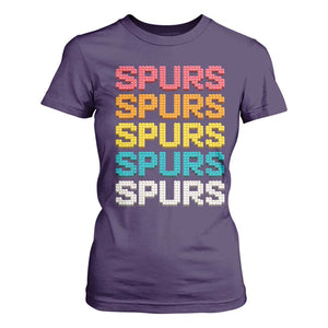 Retro Stacked Block Spurs Name Colorful Toy Brick T Shirt For Women for Sports Fan TS02 Purple Print Your Wear