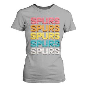 Retro Stacked Block Spurs Name Colorful Toy Brick T Shirt For Women for Sports Fan TS02 Sport Gray Print Your Wear