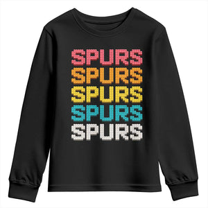 Retro Stacked Block Spurs Name Colorful Toy Brick Youth Sweatshirt for Sports Fan TS02 Black Print Your Wear