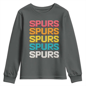 Retro Stacked Block Spurs Name Colorful Toy Brick Youth Sweatshirt for Sports Fan TS02 Dark Heather Print Your Wear