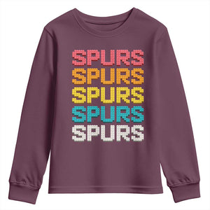 Retro Stacked Block Spurs Name Colorful Toy Brick Youth Sweatshirt for Sports Fan TS02 Maroon Print Your Wear