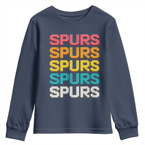 Retro Stacked Block Spurs Name Colorful Toy Brick Youth Sweatshirt for Sports Fan TS02 Navy Print Your Wear