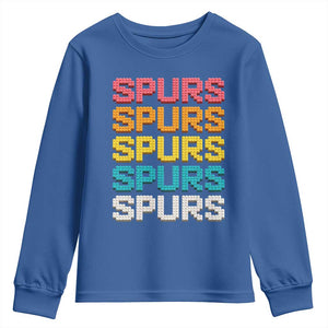 Retro Stacked Block Spurs Name Colorful Toy Brick Youth Sweatshirt for Sports Fan TS02 Royal Blue Print Your Wear