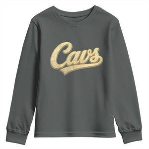 Vintage Cavs Name Script Youth Sweatshirt for Sports Fan TS02 Dark Heather Print Your Wear