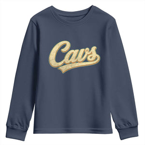 Vintage Cavs Name Script Youth Sweatshirt for Sports Fan TS02 Navy Print Your Wear