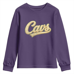 Vintage Cavs Name Script Youth Sweatshirt for Sports Fan TS02 Purple Print Your Wear