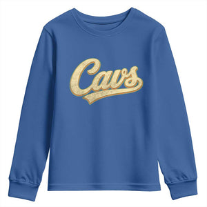 Vintage Cavs Name Script Youth Sweatshirt for Sports Fan TS02 Royal Blue Print Your Wear