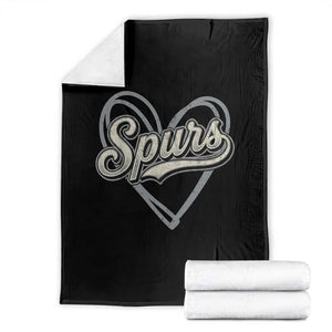 Vintage Spurs Name Script Heart Throw Blanket for Sports Fan TS02 Black Print Your Wear