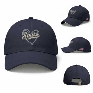 Vintage Spurs Name Script Heart Baseball Cap for Sports Fan TS02 Baseball Cap Universal Fit Navy Print Your Wear