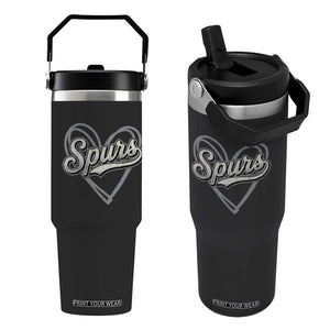 Vintage Spurs Name Script Heart Flip Straw Tumbler for Sports Fan TS02 One Size: 30 oz Black Print Your Wear
