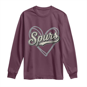 Vintage Spurs Name Script Heart Long Sleeve Shirt for Sports Fan TS02 Maroon Print Your Wear