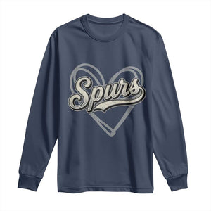 Vintage Spurs Name Script Heart Long Sleeve Shirt for Sports Fan TS02 Navy Print Your Wear