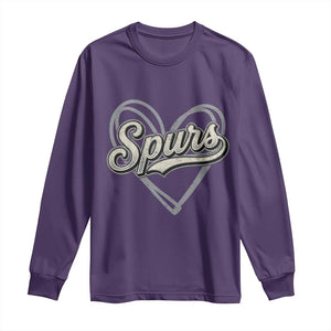 Vintage Spurs Name Script Heart Long Sleeve Shirt for Sports Fan TS02 Purple Print Your Wear