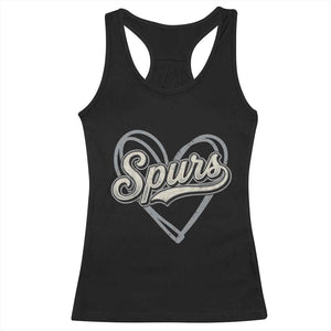 Vintage Spurs Name Script Heart Racerback Tank Top for Sports Fan TS02 Black Print Your Wear
