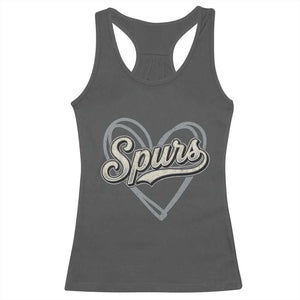 Vintage Spurs Name Script Heart Racerback Tank Top for Sports Fan TS02 Dark Heather Print Your Wear