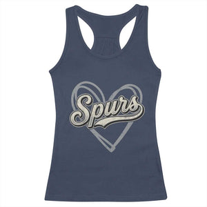 Vintage Spurs Name Script Heart Racerback Tank Top for Sports Fan TS02 Navy Print Your Wear