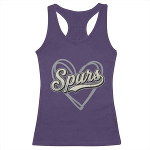 Vintage Spurs Name Script Heart Racerback Tank Top for Sports Fan TS02 Purple Print Your Wear