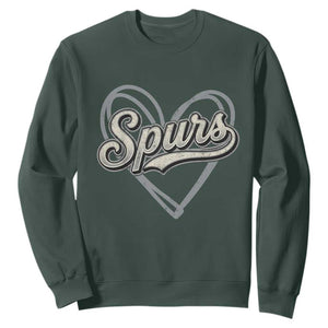 Vintage Spurs Name Script Heart Sweatshirt for Sports Fan TS02 Dark Forest Green Print Your Wear