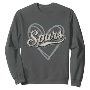 Vintage Spurs Name Script Heart Sweatshirt for Sports Fan TS02 Dark Heather Print Your Wear