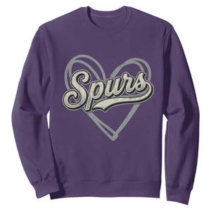 Vintage Spurs Name Script Heart Sweatshirt for Sports Fan TS02 Purple Print Your Wear