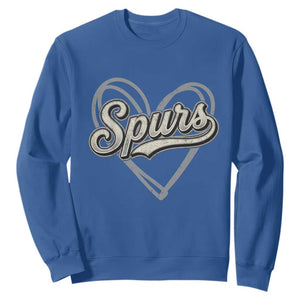 Vintage Spurs Name Script Heart Sweatshirt for Sports Fan TS02 Royal Blue Print Your Wear